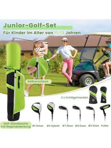 COSTWAY Golfschläger 6 tlg. Set 11-13 Jahren in Grün