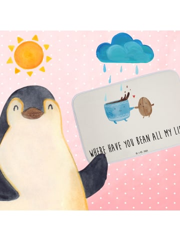 Mr. & Mrs. Panda Badematte Kaffee Bohne mit Spruch in Weiß