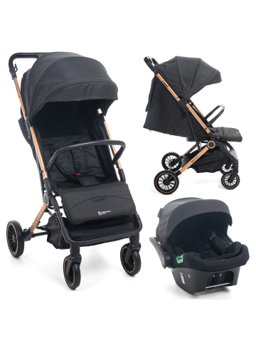 BeBelissimo 2 en 1 Kinderwagen, Liegebuggy, mit Babyschale 40-85 cm Lioni in Schwarz