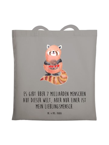 Mr. & Mrs. Panda Shopper Bag Roter Panda mit Spruch in Light Grey