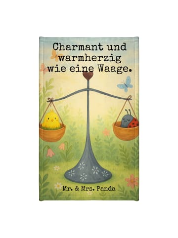 Mr. & Mrs. Panda Gästehandtuch Sternzeichen Waage Design mit Spruch in Weiß