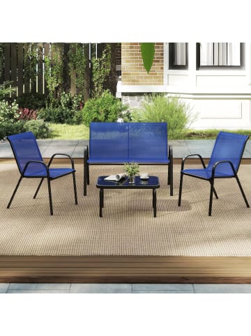 COSTWAY 4 tlg. Patio Metallstuhl Set in Blau