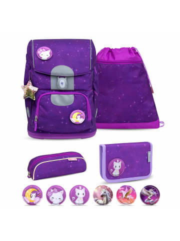 Belmil 5tlg-Set: Schulranzen Set Motion Purple Sky in Lila H35xL27xT20 cm