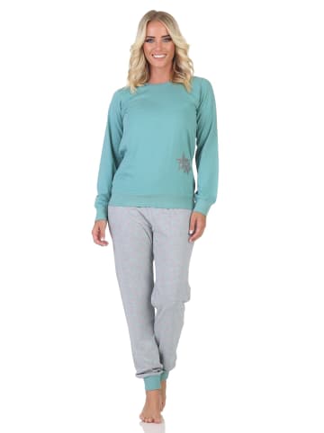 NORMANN Schlafanzug Pyjama langarm Sterne Optik - 88752 in türkis