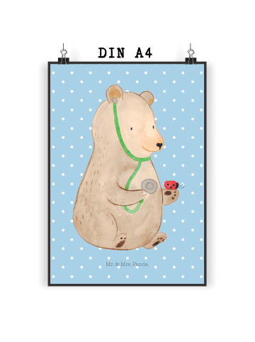 Mr. & Mrs. Panda Bild Bär Arzt ohne Spruch in Blau Pastell