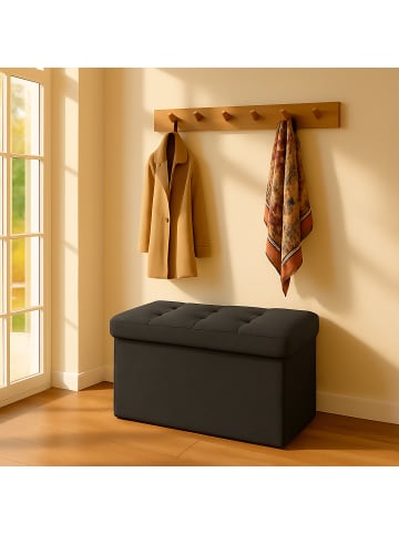 relaxdays Sitzbank in Dunkelgrau - (B)76 x (H)38 x (T)38 cm