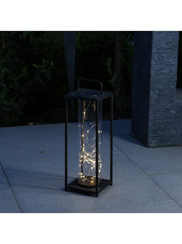 MARELIDA LED Solar Laterne mit Drahtlichterkette H: 42cm in schwarz