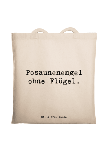 Mr. & Mrs. Panda Stoffbeutel Spruch Engel Posaune mit Spruch in Creme