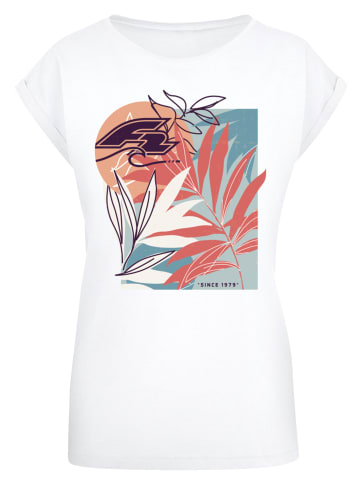 f2 Extended Shoulder T-Shirt F2 Beach Vibes Sommer Style in weiß