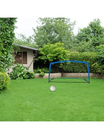 relaxdays Fußballtor in Blau/ Schwarz - (B)195 x (H)115 x (T)115 cm