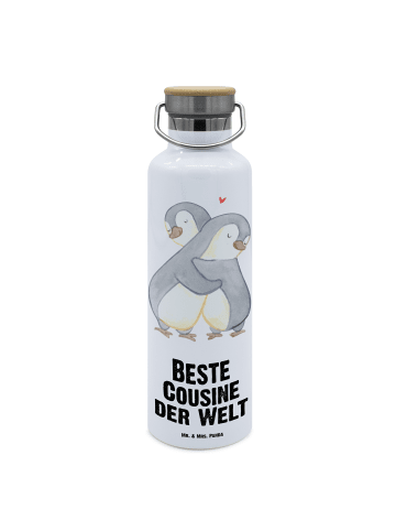 Mr. & Mrs. Panda Trinkflasche Pinguin Beste Cousine der Welt mit... in Weiß