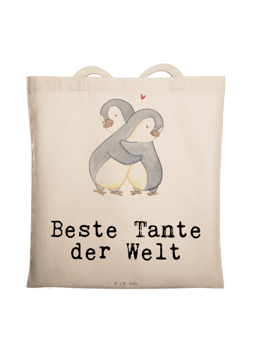 Mr. & Mrs. Panda Tragetasche Pinguin Beste Tante der Welt mit Sp... in Creme