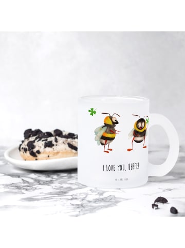 Mr. & Mrs. Panda glastasse Bienen Paar mit Spruch in Transparent