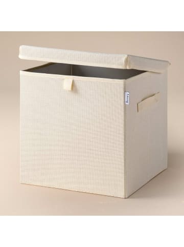 Lifeney Aufbewahrungsbox mit Deckel Beige, 33 x 33 x 33 cm