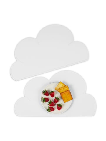 relaxdays 2 x Platzdeckchen "Wolke" in Hellgrau - (B)47,5 x (T)26,5 cm