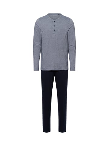 Schiesser Pyjama Basic in grau marine - 0001