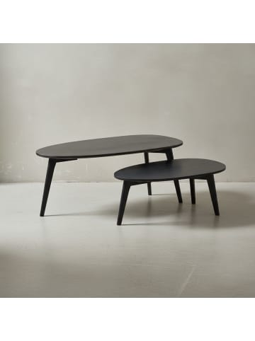 KADIMA DESIGN Design Couchtisch 2er Set Mango Massivholz Wohnzimmertisch in Schwarz