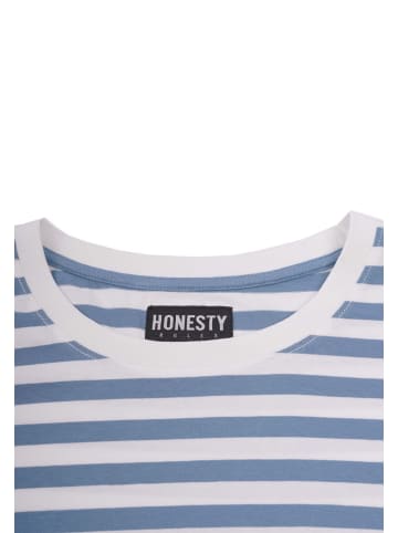 HONESTY RULES T-Shirt " Striped " in aegean-blue