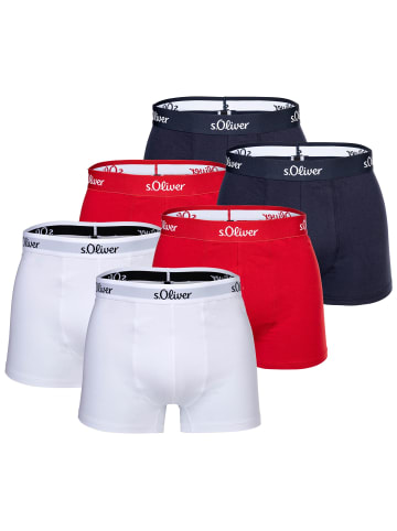 S. Oliver Boxershort 6er Pack in Rot/Marine/Weiß