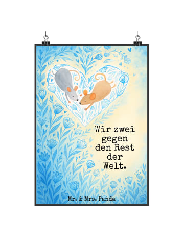 Mr. & Mrs. Panda Bild Mäuse Herz Design mit Spruch in Weiß