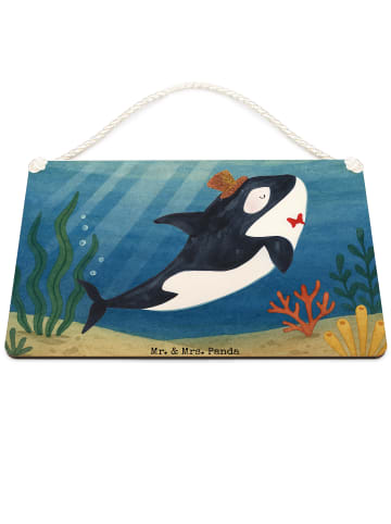 Mr. & Mrs. Panda Schild Orca Zylinder Design ohne Spruch in Weiß