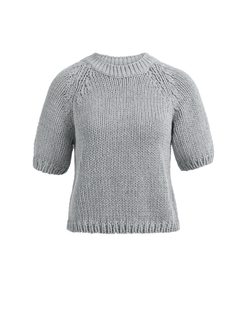 YAYA Chunky Knit Sweater with Short Sleeves in Iron Grey