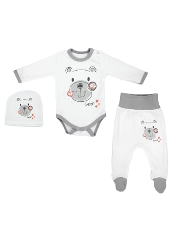 TupTam Baby Bekleidungsset Langarmbody Hose Mütze3 teilig in beige Modell 3