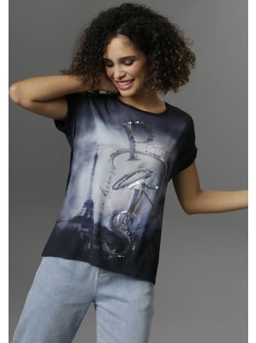 Aniston SELECTED Blusenshirt in dunkelblau-hellblau