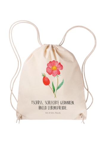 Mr. & Mrs. Panda Baumwoll-Turnbeutel Blume HageRundunge mit Spruch in Creme