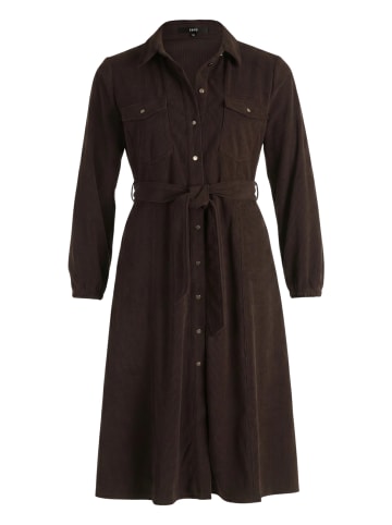 Zero  Cordkleid mit Bindegürtel in Black Coffee