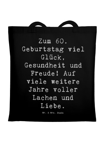 Mr. & Mrs. Panda Tragetasche Spruch 60. Geburtstag Glück mit Spruch in Schwarz