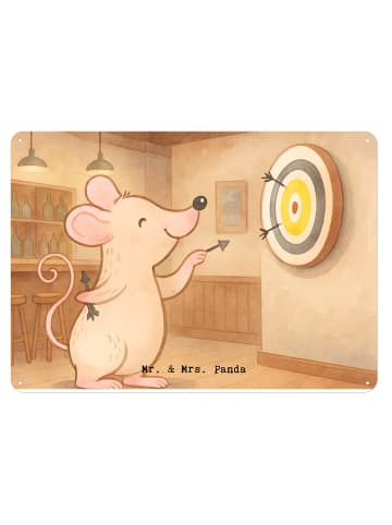 Mr. & Mrs. Panda Blechschild Maus Dart spielen Design ohne Spruch in Weiß