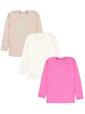 TupTam Mädchen Langarmshirt 3er Pack in creme-kombi