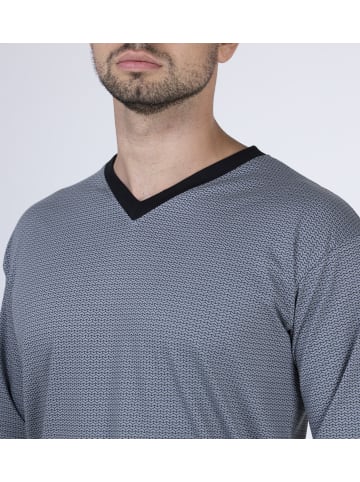 maluuna Schlafanzug lang mit V-Ausschnitt in grau