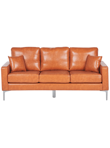 Beliani 3-tlg 3-Sitzer Sofa GAVLE in Braun/Silber