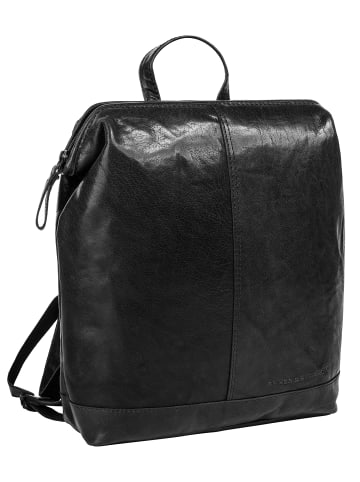 SPIKES & SPARROW Rucksack echt Leder in schwarz