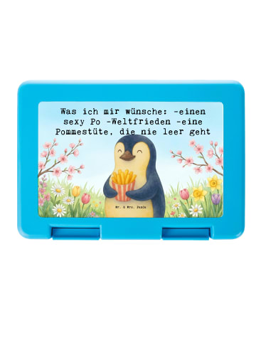Mr. & Mrs. Panda Bentobox Pinguin Frühling Pommes Design mit Spruch in Weiß