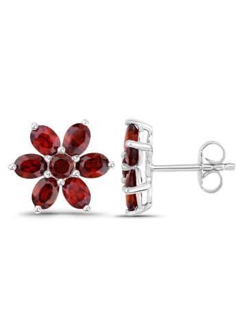 Rafaela Donata Ohrstecker Blume aus Sterling Silber mit Granat in silber
