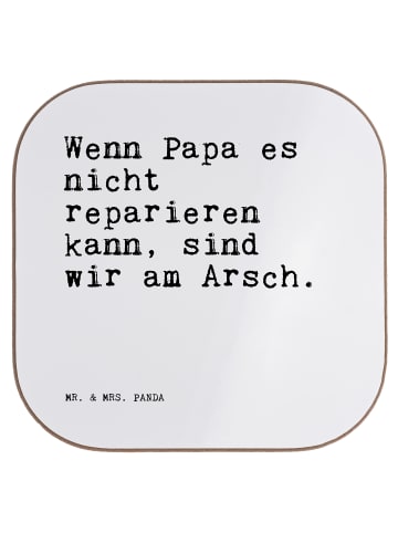 Mr. & Mrs. Panda Untersetzer Glas Wenn Papa es nicht... mit Spruch in Weiß