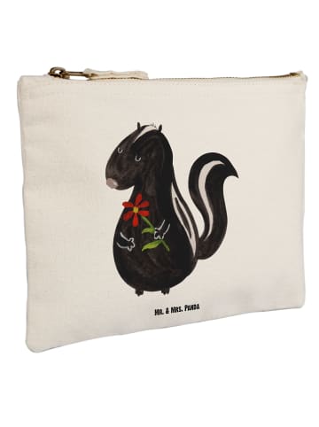 Mr. & Mrs. Panda Schminktasche Stinktier Blume ohne Spruch in Weiß