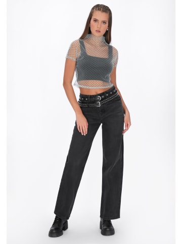 myMo ROCKS Women Blouse in aqua black