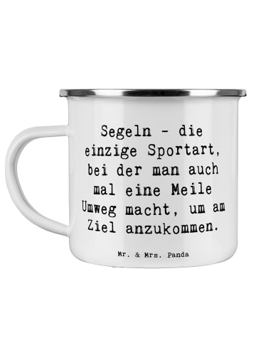 Mr. & Mrs. Panda Emaille Tasse Spruch Segeln Umweg mit Spruch in Weiß