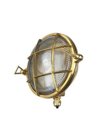 Licht-Erlebnisse Außen Wandlampe Ø 18 x (H)18 cm in Messing