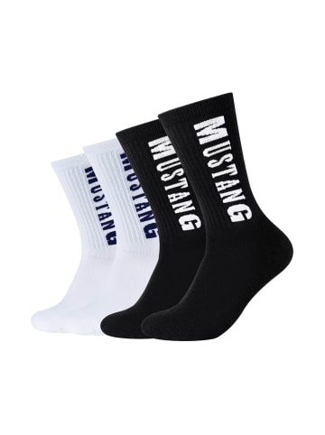 Mustang Tennissocken 4er Pack casual in schwarz weiß