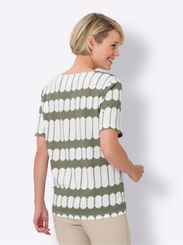 Sieh an! Kurzarm-Shirt in khaki-ecru-bedruckt