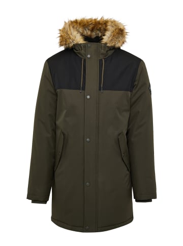 Threadbare Wintermantel THB Jacket Parkston in Schwarz/ Khaki