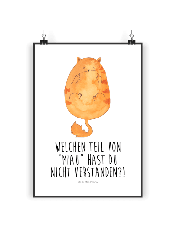 Mr. & Mrs. Panda Deko Bild Katze Mittelfinger mit Spruch in Weiß