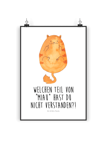 Mr. & Mrs. Panda Poster Katze Mittelfinger mit Spruch in Weiß