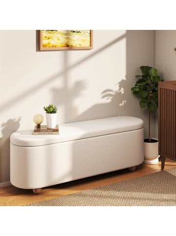 COSTWAY Sitzbank mit Stauraum 150L in Weiß