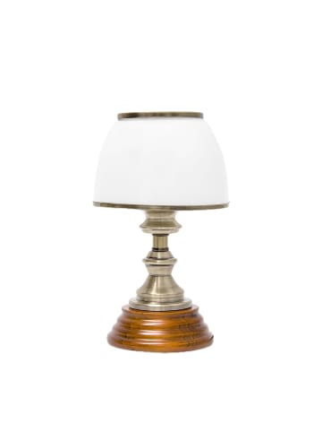 Tischlampe in Weiß/Braun - (H)28,5 x Ø16 cm